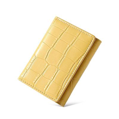 China Lady Triple Soft Crocodile Wallet Small Clutch Leather Pulled Wallet For Women Money Card Holder Organizer for sale