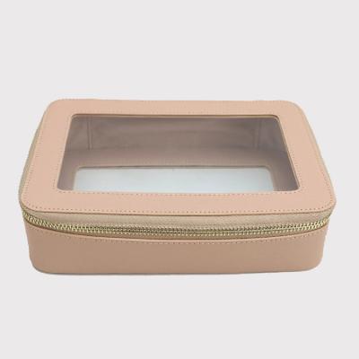 China NATIONAL Personalized Clear PVC Leather Cosmetic Case Travel Toiletry Bag for sale