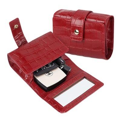 China Wholesale High Quality Mirror Leather Portable Makeup Lipstick Fashoion Crocodile Pattern Jewelry Storage Cosmetic Bag for sale