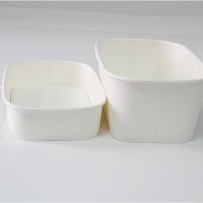 China New Arrival Rectangular Paper Bowl Rectangle Paper Container Hot Selling Disposable Bowl Recyclable for sale