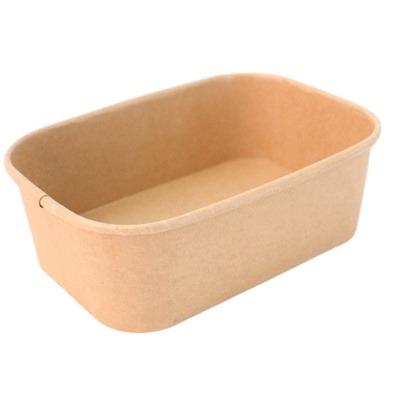 China Recyclable Biodegradable Paper Salad Bowl 1000ml Bento Box Rectangular Paper Salad Bowl for sale