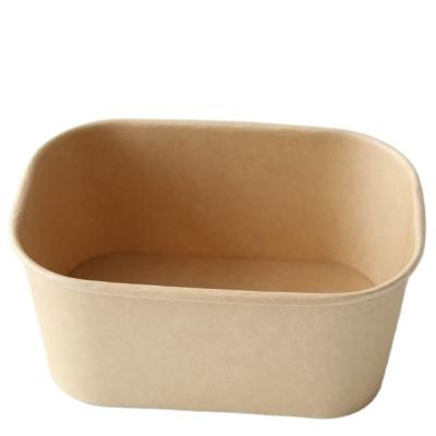 China Recycled Materials 500ml 750ml 1200ml Printed Disposable Kraft Paper Bowl Take Out Soup Salad Bowl With Lid for sale