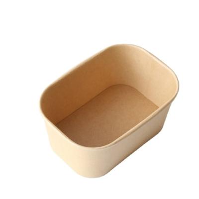 China Recycled Materials Circle Folding Rectangular Lunch Box Paper Salad Bowl for sale