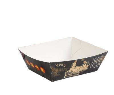 China Wholesale Recyclable Snack Ship Box Shape Kraft Paper Food Container For Fast Food Store for sale