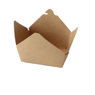 China Recycled Materials Take Away Kraft Paper Brown Folded Tray Food Box for sale