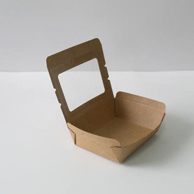 China Recycled Materials Cardboard Salad Box With Window , Take Out Fruit Containers , Disposable Takeout Food Container for sale