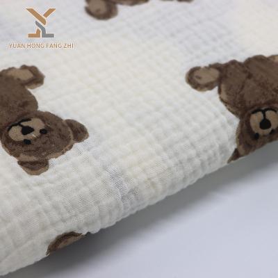 China Double Faced In Good Quality Baby Pajamas Wrap Cover Cloth Double Gauze Print Fabric Baby Clothes 100% Cotton Gauze Muslin Fabric for sale