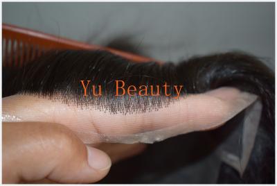 China Swiss lace and French lace human hair men hair replacement hair toupee no bleached knot hair line for sale