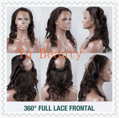 China Brazilian virgin human hair 360 lace frontal closure for sale