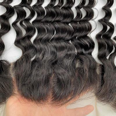 China 13x4 Customized 20A Natural Hairline Super Thin HD Lace Frontal Loose Deep 100% Brazilian Human Hair Extensions for sale