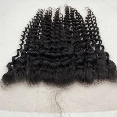 China Deep wave 13x6Customized 20A Natural Hairline Super Thin HD Lace Frontal100% Brazilian Human Hair Extensions for sale