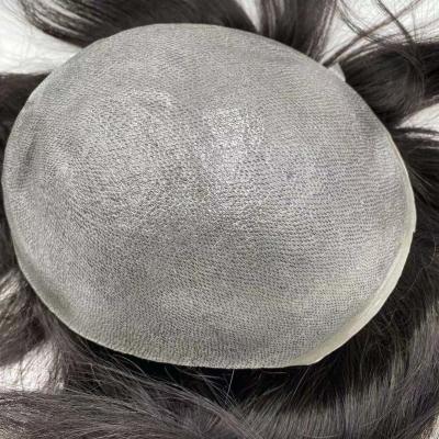 China 0.02-0.03mm ultra thin skin 100% human hair replacement human hair toupee hair wig for men for sale