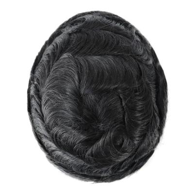 China Fine mono Human Hair Unit for Men Invisible Hair Knots and Natural front Scallop for sale