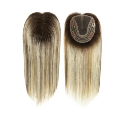 China 100% Remy Hair human Hair Brazilian 12 inch hair double lace in middle with wefts back for hair topper for women for sale