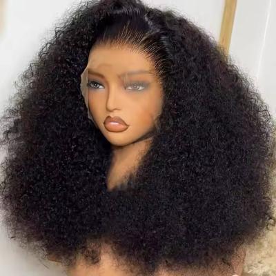 China Afro Kinky Curly Lace Front Wig Human Hair 13x4 Transparent Lace Wig Brazilian for sale