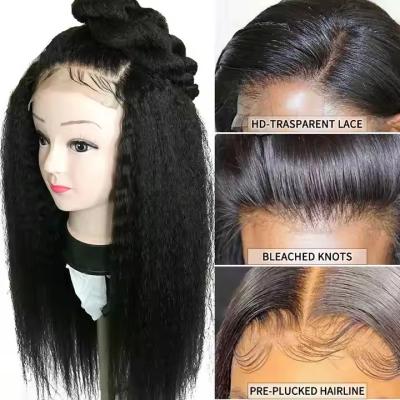 China Yaki or  Kinky Straight Hd Swiss Lace Frontal Wigs Human Hair Wigs Lace Front Brazilian Full Lace Front Wigs for Black Women for sale