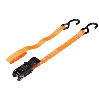 China Best Small 1 Inch Polyester Ratchet Tie Down Strap With S Hook For Cargo Check for sale