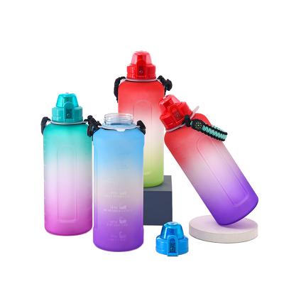 China Viable Outdoor Plastic Gradient Color Portable Sports Water Bottle for sale