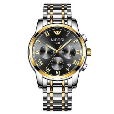 China NIBOSI Automatic Date Men's Watch Chronograph Quartz Wristwatch Casual Fashion Relogio Masculino Waterproof Clock for sale