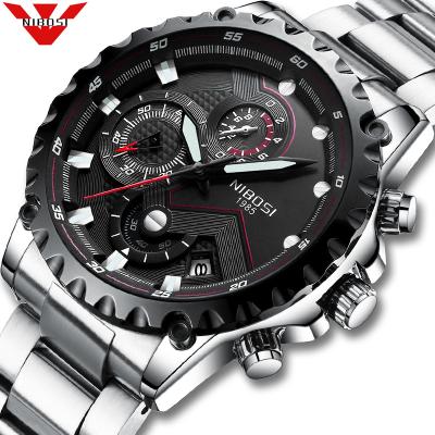 China Luxury watch Relogio Masculino top brand dial blue casual men's watches chronograph date NIBOSI quartz automatic men's watch big for sale