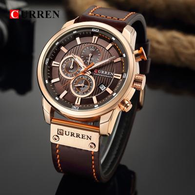 China Brand Automatic Luxury Men's Date CURREN Analog Leather Sports Watches Army Watch Man Quartz Clock Fashion Military Date Relogio Masculino for sale