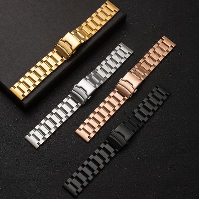 China Universal Stainless Steel Watch Strap Solid Double Insurance Folding Buckle Stainless Steel Strap Men's and Women's Watchband for sale