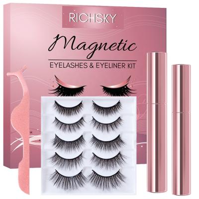 China Light& Wholesale 3D Soft Silk Magnet Lashes Eyeliner Kit And Reusable Long Lasting Magnetic Eyelashes for sale