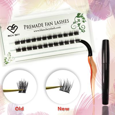 China Natural Precut Long Group Diy Lash Segment Lashes Heat Glued Lashes Diy Lash Extensions Premade Kit for sale