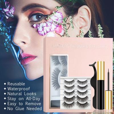 China Light& Wholesale 3D Soft Eyelash Tweezers Packaging Box Set and Magnetic Eyelashes with Eyeliner for sale