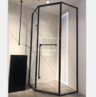 China Modern Good Quality Black Plated Frame 304 Stainless Steel Tempered Glass Easy Clean Shower Room for sale