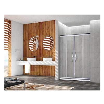 China Bathroom 304 Stainless Steel Tempered Glass Waterproof Easy Clean Transparent Shower Screen Sliding Bath Door for sale