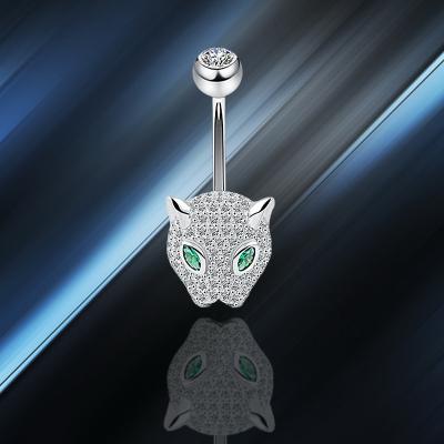 China Fashion 925 Sterling Silver White Gold Plated Cute Cheetah Popular Navel Piercing Assembling Body Jewelry with CZ for Woman Daily Wear for sale