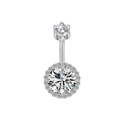 China New Fashion 925 Sterling Silver Casual/Sporty Navel Body Piercing Jewelry White Gold Plated With CZ For Woman Party Daily Wear for sale