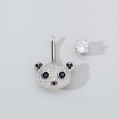 China Hot Sale Cute White Gold Plated 925 Sterling Silver Panda Navel Piercing Fashion Body Jewelry with CZ for Woman Daily Wear for sale