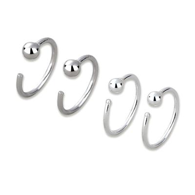 China New Wholesale CLASSIC Women Ring Ear Cuff Body Jewelry 925 White Gold Nose Circle Nose Ring Silver Plated Popular Party Daily Use Gift for sale