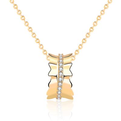 China Hot Popular Cute S925 Sterling Silver 14K Gold Plated Cute Zircon Gemstone Flying Skirt Pendant Necklace For Women Girls Party Gift for sale