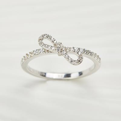 China CLASSIC Popular Classic Ring S925 Silver Bowknot With Zircon Diamond Plated Rhodium Jewelry For Girl Jewelry Daily Wear for sale