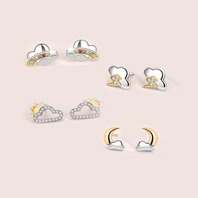 China New CLASSIC unique silver rhodium plated collection of gold zircon stud earrings fashion cartoon earrings lovely for girl gift for sale