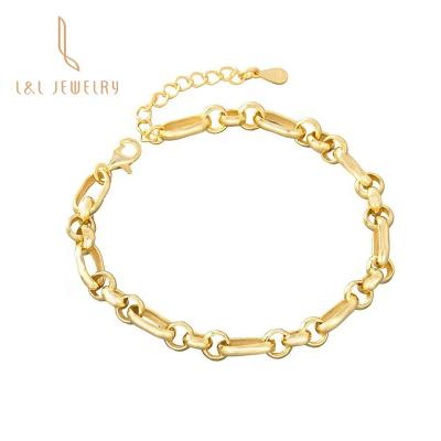 China Wholesale Solid Silver CLASSIC Jewelry Link Chain Bracelet S925 Gold Plated Good Christmas Jewelry Chain Bracelet Bangles For Woman for sale