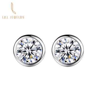 China Amazon Design S925 Temperament Commercial Sterling Silver Same Wild CZ Diamond Earrings Solitaire Studs Amazon High Quality New New for sale