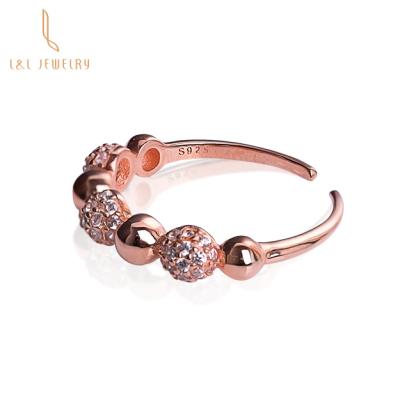 China High quality s925 CZ Rose gold plating zircon hydrangea sterling silver girls ring for sale