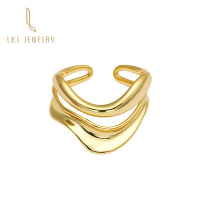 China New style fashion s925 ring 18K gold plated woman stackable resizable silver good quality trendy hot wear jewelry giftsupplies for sale