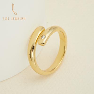 China 2022 fashionable CLASSIC style Zircon s925 ring 18K gold plated silver stackable resizable gold plated woman wear jewelry giftsupplier for sale