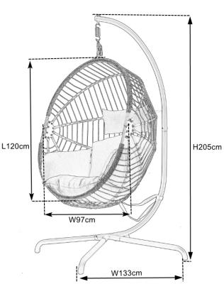 China Modern Patio Swings Egg Chair Wicker Hanging Garden Swing Chair Egg Hanging Chair With Stand for sale