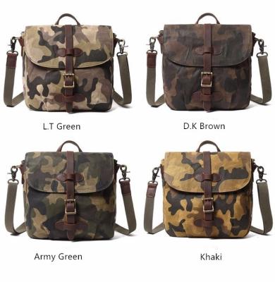 China 2021 Fashion Water Resistant Waxed Canvas Camouflage Waxed Canvas Shoulder Bags For Men for sale