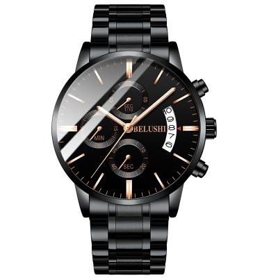 China BELUSHI Hot Selling Men's Quartz Automatic Date Watch Stainless Steel Multifunction Automatic Date Strap Waterproof Men's Watches for sale