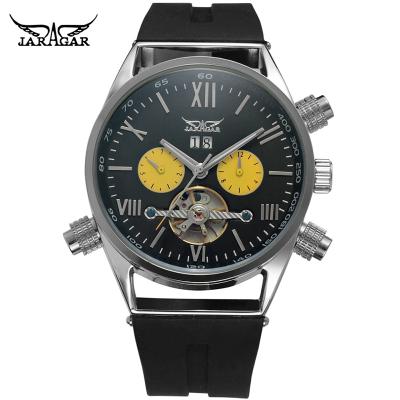 China New Design Jaragar Brand Automatic Date Self Wind Watches Month Military Luxury Mens Tourbillon Skeleton Date Mechanical Watch for sale