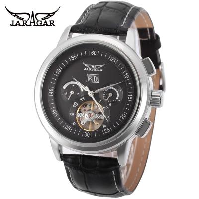 China Jaragar Full New Brand Automatic Calendar Auto-wind relogio masculino watch Luxury Genuine Leather Mechanical Fashion Watch Tourbillon Clock for sale