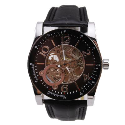 China FORSINING Band Non-Specific High Quality Genuine Leather Skeleton Watch for sale