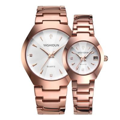 China New Full Calendar YASHIDUN Couple Watches Quartz Movement Men Women Watches Waterproof Luxury With Calendar Fashion Wristwatch for sale